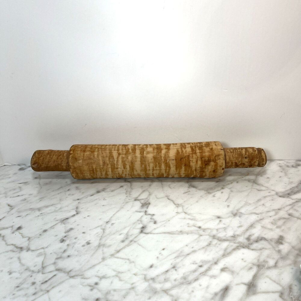 Handmade Wooden Rolling Pin Unfinished Hand Carved Rough Rustic Primitive 15.5"